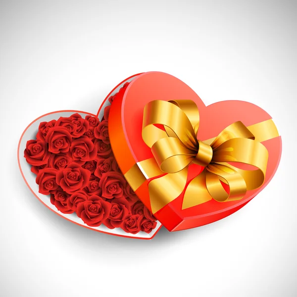 Caja de Rosas de San Valentín — Vector de stock
