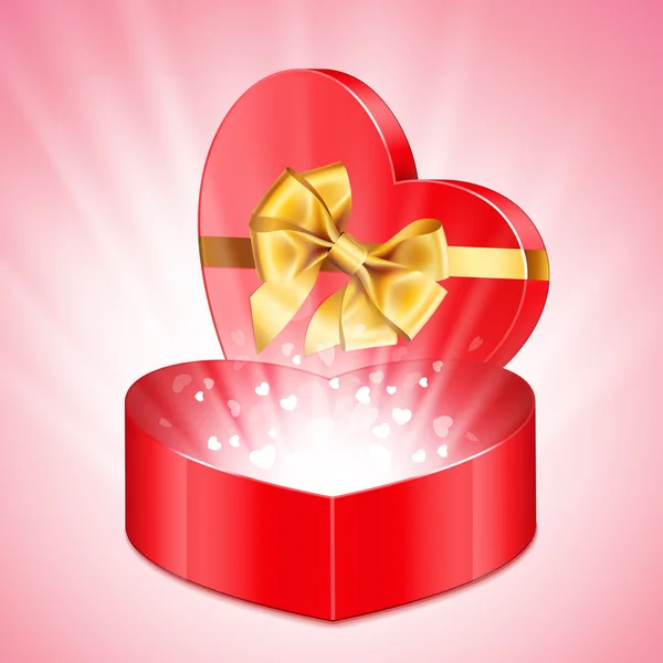 Cadeau Forme Coeur Rouge Avec Lumière Intérieur — Image vectorielle