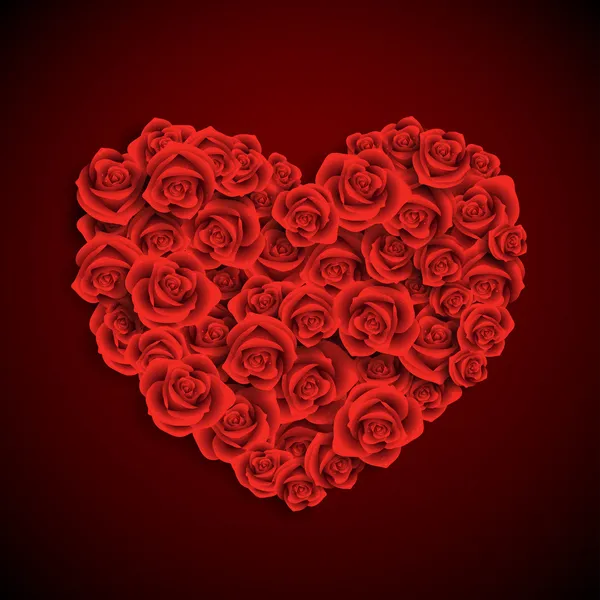 在黑暗的背景上红玫瑰的心 — 图库矢量图片
