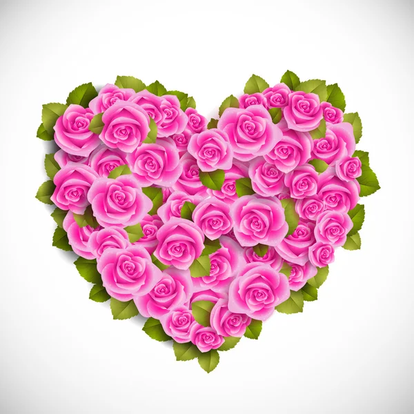 Καρδιά ροζ τριαντάφυλλων — Διανυσματικό Αρχείο