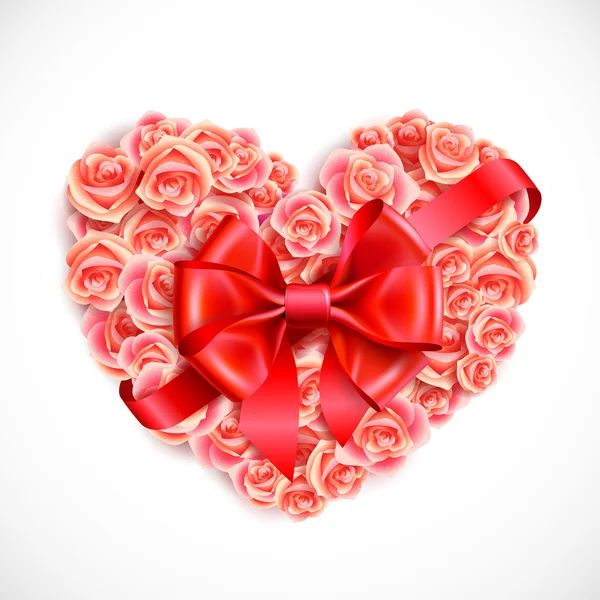 Coeur de roses roses tendres — Image vectorielle