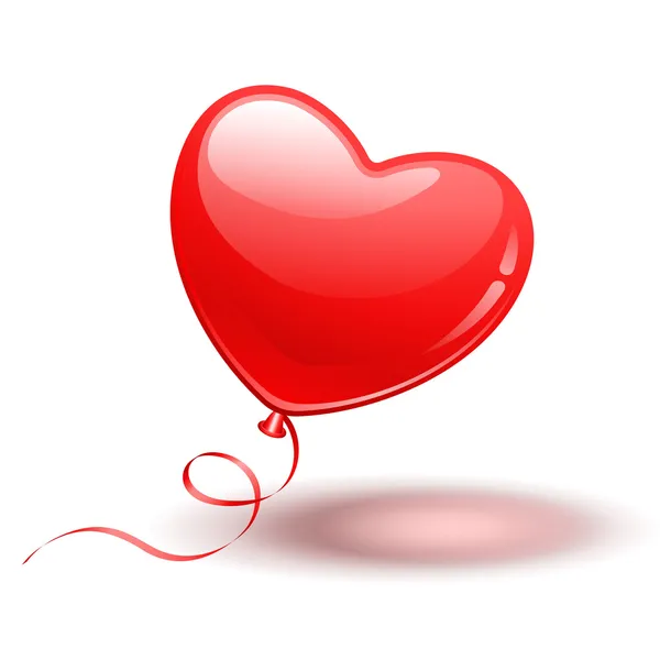 Beyaz Zemin Üzerine Kırmızı Kalp Şekli Balon — Stok Vektör