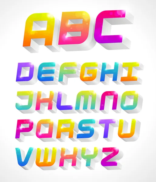 Цветной Трехмерный Алфавит — стоковый вектор