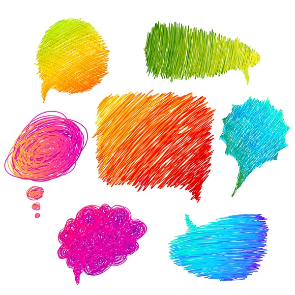 Bolle di discorso disegnate a mano colorate — Vettoriale Stock