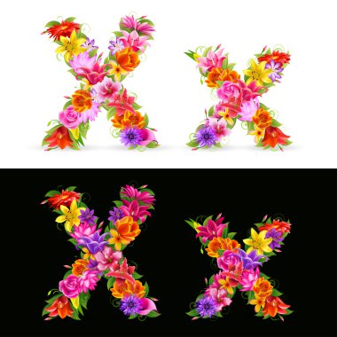 Flower font clipart