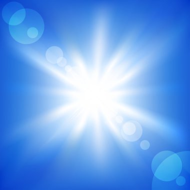 Sun on a blue sky. Vector illustration clipart