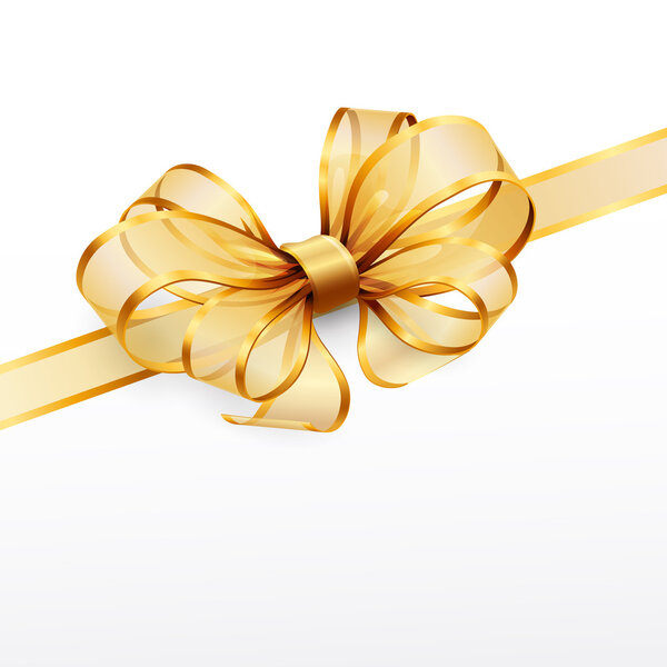 Golden bow isolated on white. Vector illustration