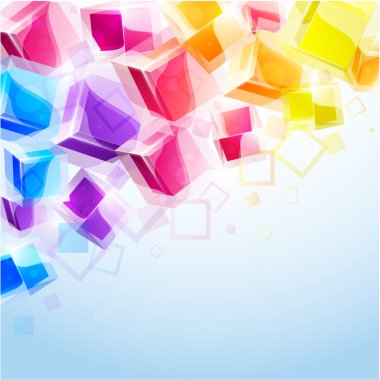 3d bright abstract background with transparent cubes - vector illustration clipart