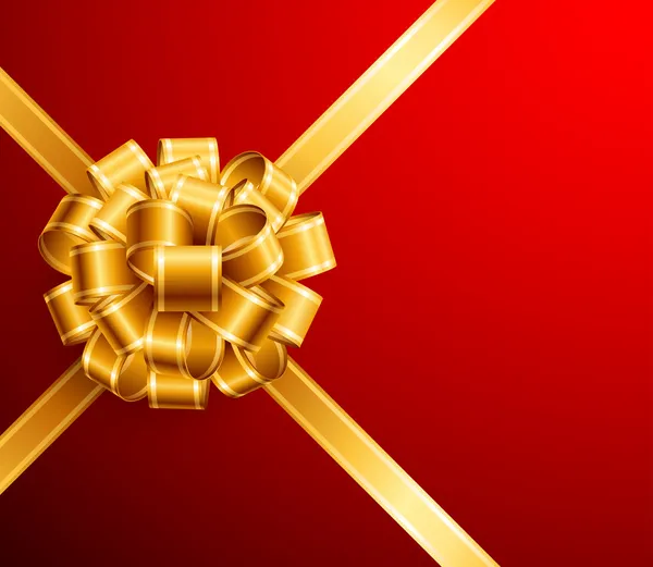 赤い背景の上の黄金の弓 — ストックベクタ