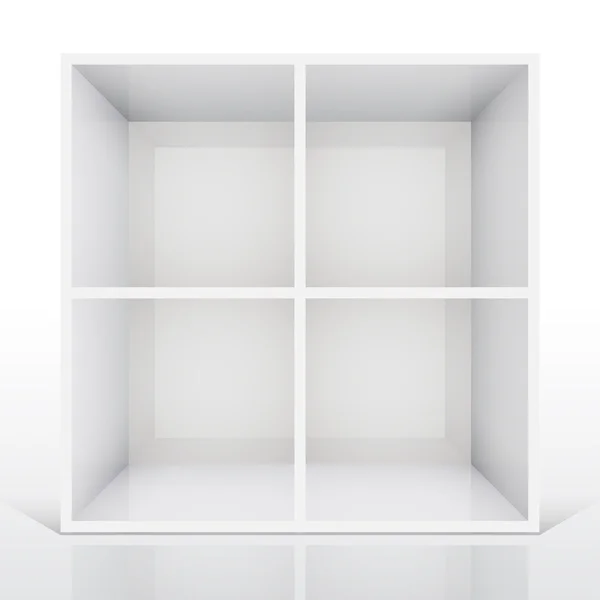 3D-geïsoleerde lege witte boekenplank — Stockvector