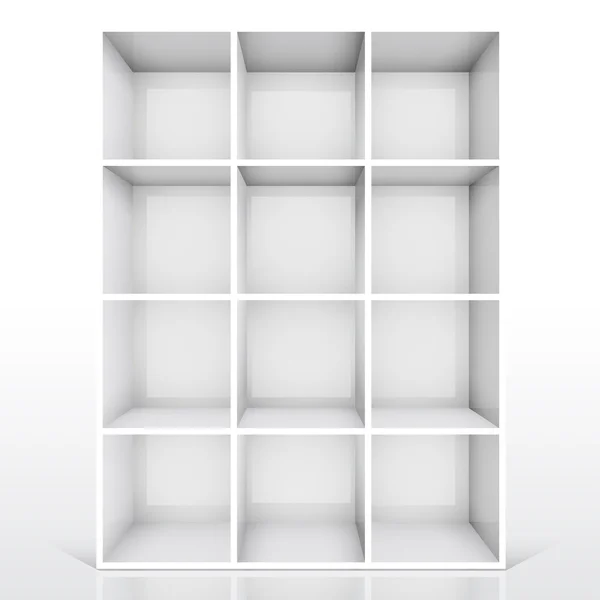 3D izolované prázdné bílé Knihovnička — Stockový vektor