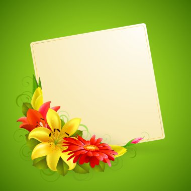 Greeting card with flowers clipart