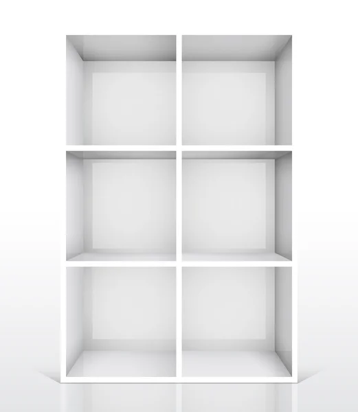 3d изолированные пустые белые книжные полки — стоковый вектор