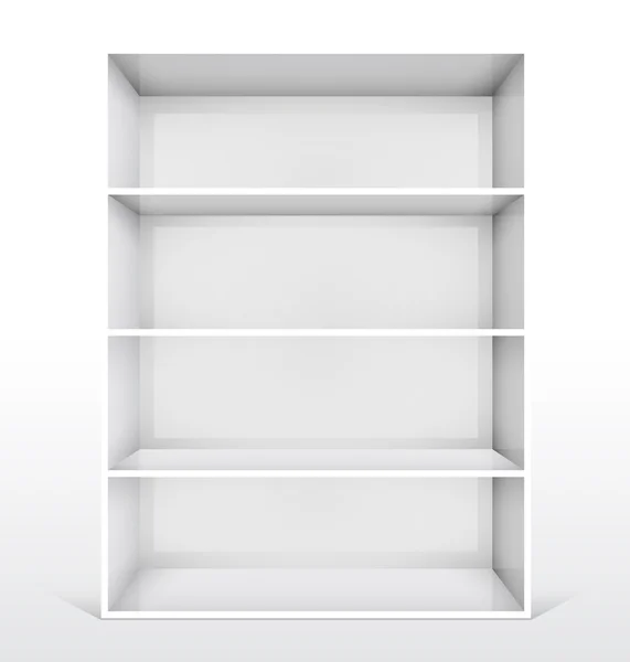 3D isolerade Tom vit bokhylla — Stock vektor