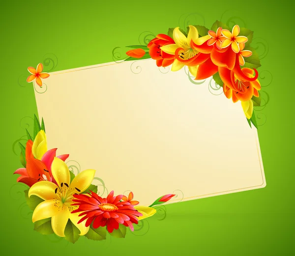 Λουλούδια και θέση για το κείμενο — Διανυσματικό Αρχείο
