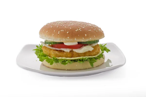 Chicken - cheese burger — Stock Photo, Image