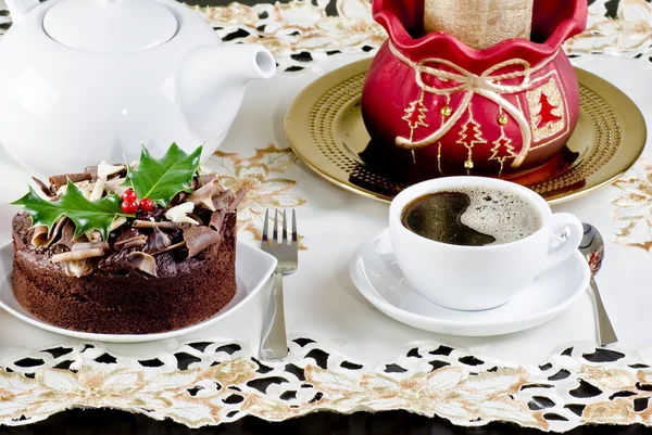 Christmas cake and coffee — Stock Photo, Image