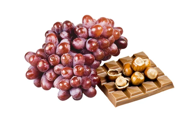 Chocolat, noix et raisins — Photo