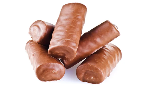 Шоколадные Рулоны Белом Фоне — стоковое фото