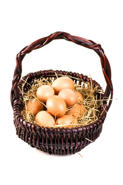 Verse eieren in de mand — Stockfoto