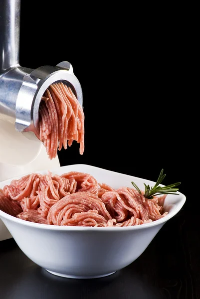 Cuenco Carne Picada Con Picadora Carne Eléctrica — Foto de Stock