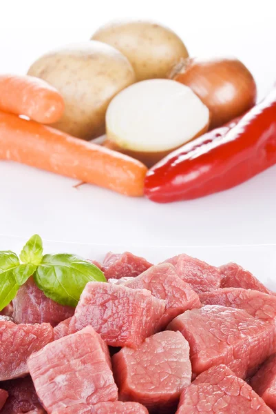 Diced beef and vegetables — Stock Photo, Image
