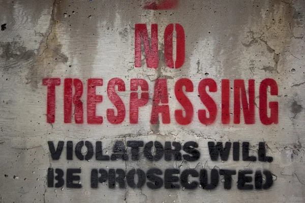 stock image No trespassing on a cement wall