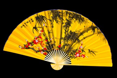 Japanese fan on a black background clipart