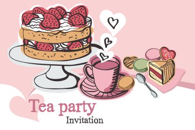 Tea party invitation clipart