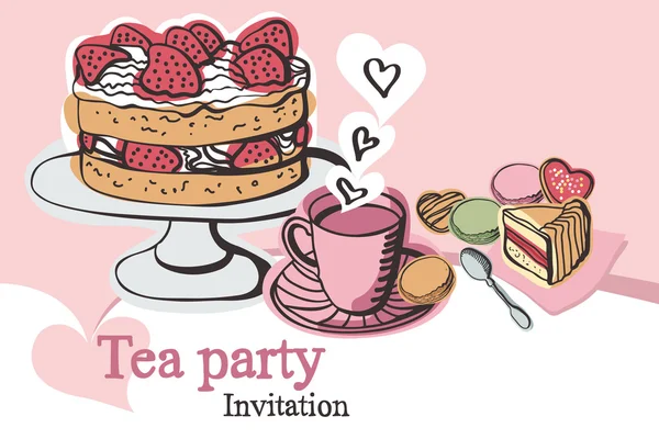 Invitación fiesta de té — Vector de stock