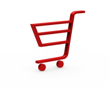 3d.red shopping cart isolated on white background clipart