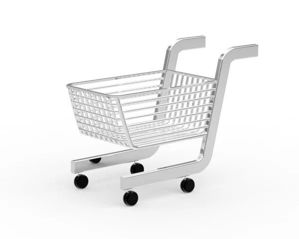 3d, carrinho de compras isolado no fundo branco — Fotografia de Stock