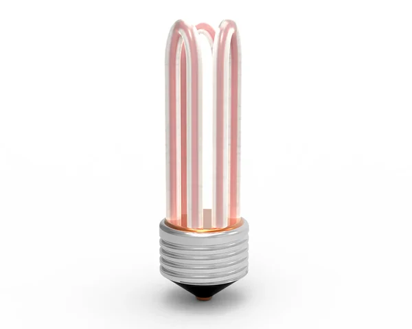 3d, ampoule à économie d'énergie sur fond blanc — Photo