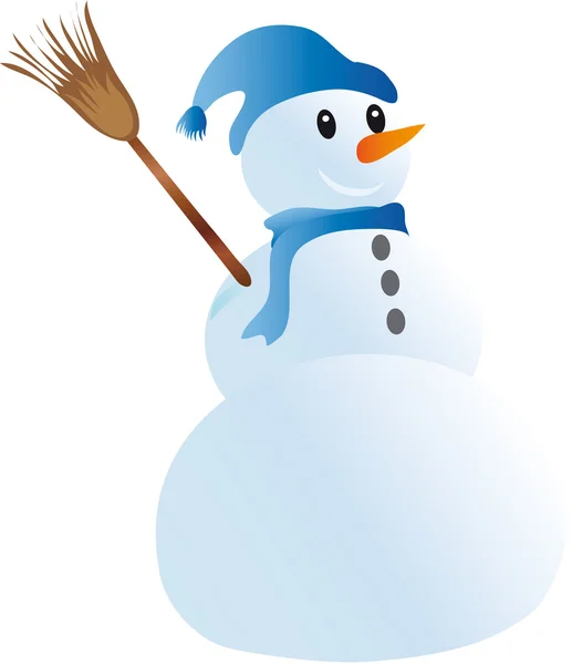 Boneco de neve com um chapéu — Vetor de Stock