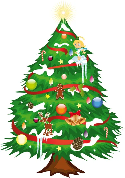Árbol de Navidad decorado — Vector de stock
