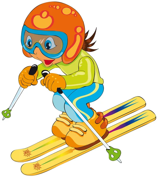 Criança no esqui — Vetor de Stock