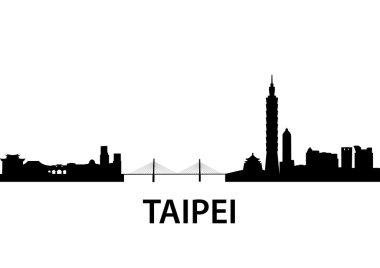 Detailed vector skyline of Taipei clipart