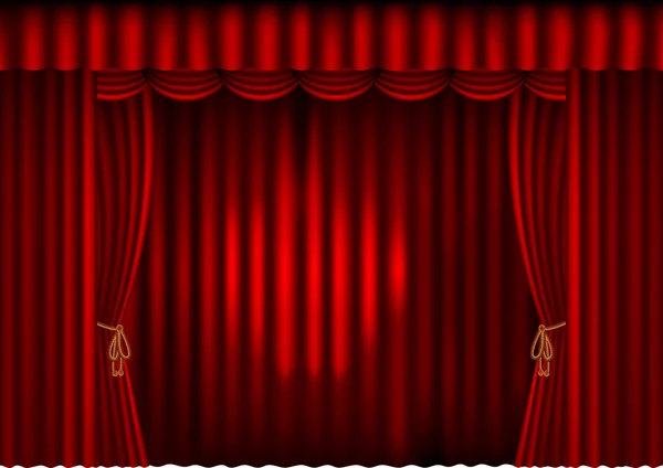 スポット ライトと赤のカーテン — ストックベクタ