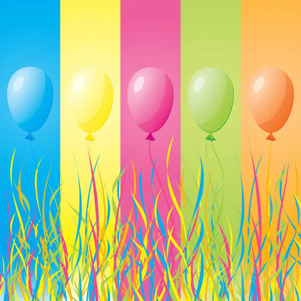 Colorful Holiday Balloons Ribbons Background Colored Bands — Stock Vector