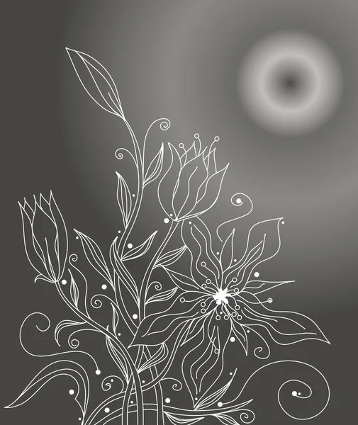 회색 배경에 있는 하얀 꽃들 — 스톡 벡터