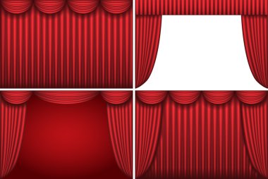 Four backgrounds with red theater curtains. clipart