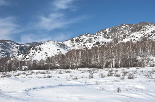 stock image Winter landscape with snow-covered rocky mountains