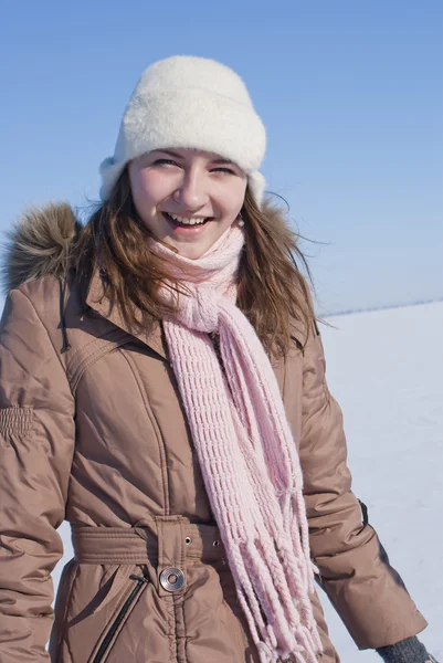 Chica Feliz Quedarse Aire Libre Invierno — Foto de Stock