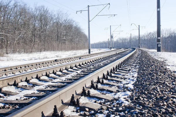 Spoorweg Wintertijd — Stockfoto