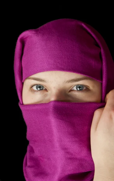 stock image Caucasian girl muffled in a shawl