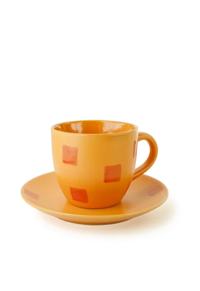Copo de café laranja isolado no fundo branco — Fotografia de Stock