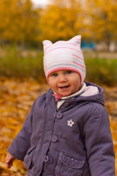 Beautiful baby girl in autumn — Stock Photo, Image