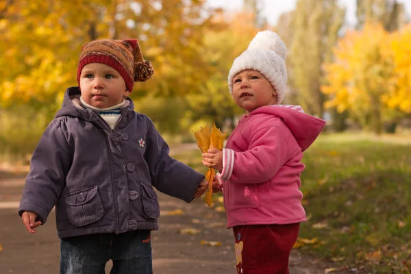 Děti si hrají na podzim — Stock fotografie