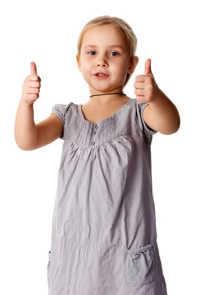 Beautiful girl with her thumbs up — Stock Photo, Image