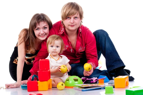 Сім'я грає з іграшками — стокове фото